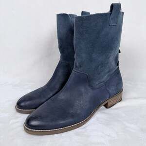 Sole Society Jaclyn Blue Leather Suede Mid Calf Boots Women’s 9.5 Buckle